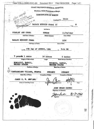 Obama Kenyan Birth Certificate