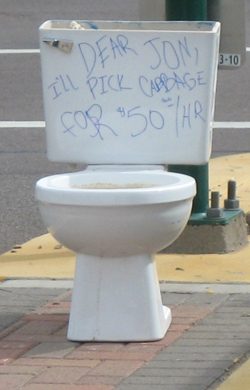 message to jon kyl on a toilet