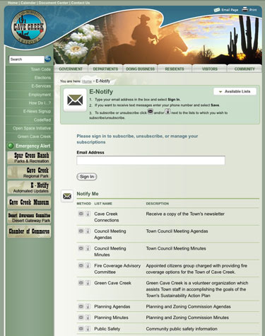 town of cave creek e-motify