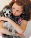 little girl with dog