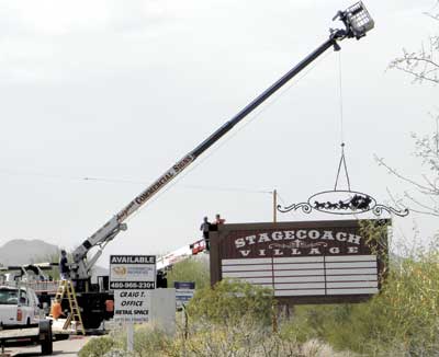 stagecoach village sign