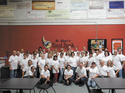 morris hall kinghorn staff at food bank