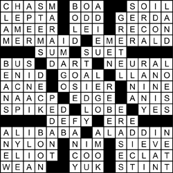 crossword puzzle solution