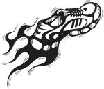 running shoes with flame