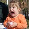 little girl with snowball