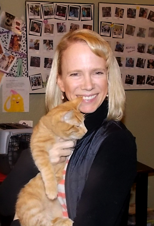 woman with cat