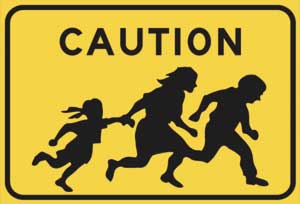 illegal crossing sign