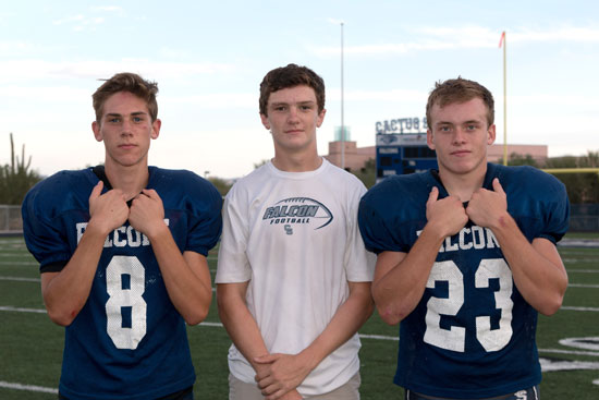 Michael Marchica #8 Andrew Young (Quarterback #9)  Matt Sill #23